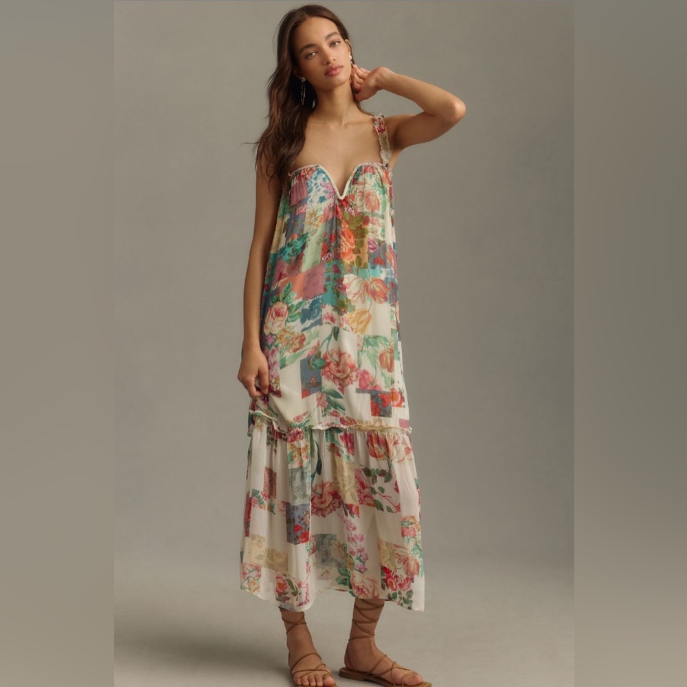 ✨ Anthropologie Sleeveless Chiffon Midi Dress M